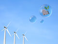 風力発電機とエコハウス