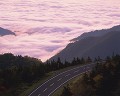 雲海と山道