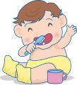 歯磨き中の赤ちゃん
