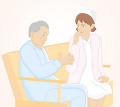 高齢の患者と看護婦