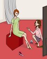 靴を試着する女性