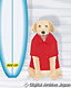 サーフボードと犬