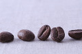 一列に並んだコーヒー豆
