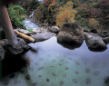 湯野上温泉の露天風呂（福島県）