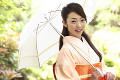 日傘を差した和服女性