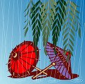 番傘と柳