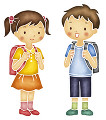 小学生の男の子と女の子