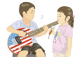 ギターを弾く兄と歌う妹