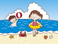 海で遊ぶ男の子と女の子