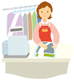 人物、女性、クリーニング店員