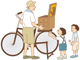紙芝居、子供、自転車