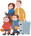 旅行に出発する家族