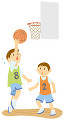 バスケットボールをする男子中学生