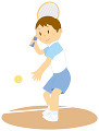テニスをする男子中学生