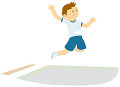 走り幅跳びをする男子中学生
