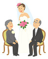 孫の結婚式に出席する老夫婦