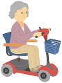シニアカーに乗る老人女性