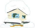 雪でつぶれる家