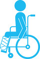 骨折して車椅子に乗る人のピクトグラム