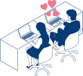 社内恋愛をするOLとビジネスマン