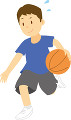 バスケットボールをする中学生男子