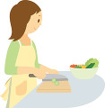 料理をする若い女性