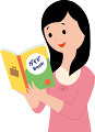 ガイドブックを読む若い女性
