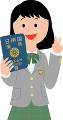 パスポートを持つ女子学生