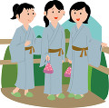 温泉旅行を楽しむ若い女性３人