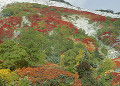 紅葉した赤岳の山肌