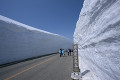 雪の大谷と観光客