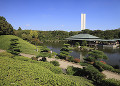 大仙公園の日本庭園と平和塔