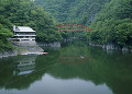 帝釈峡の神龍湖と桜橋
