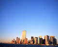 ニューヨーク 青空 マンハッタン島 海 高層ビル ワールド・トレード・セ