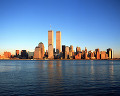 ニューヨーク 青空 マンハッタン島 海 高層ビル ワールド・トレード・セ
