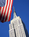 ニューヨーク 青空 アメリカ国旗 高層ビル エンパイアステートビル