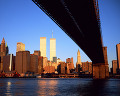 ニューヨーク 青空 橋 海 高層ビル ブルックリン・ブリッジ