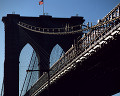 ニューヨーク 青空 橋 アメリカ国旗 ブルックリン・ブリッジ