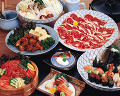 ０８２： しゃぶしゃぶコース(イメージ) 牛肉 唐揚げ 寿司 刺身 サラダ デ