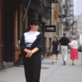 海外 北米 人物 街の風景 女性（外国） 帽子 歩道 アメリカ ニューヨーク 