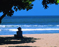 074： 海 波 砂浜 人物 樹木 水平線 青空