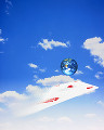 CG 宇宙 トランプ（ハートのA） 地球 青空 雲
