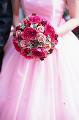 054：　花嫁　ラウンドブーケ(バラ)　ドレス