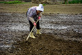 073：畑を耕す農家の女性