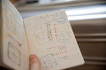パスポートの出入国スタンプのページ