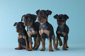 ４匹のミニチュアピンシャーの子犬